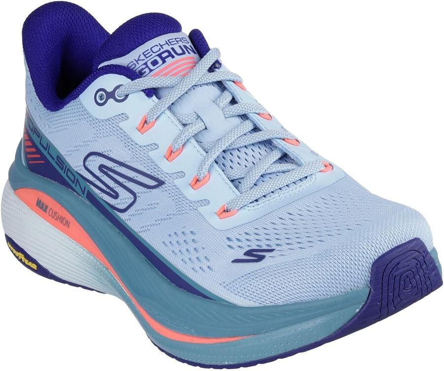 Skechers Performance Max Cushioning Propulsion Textiel Dames Lichtblauw Marine Sneakers