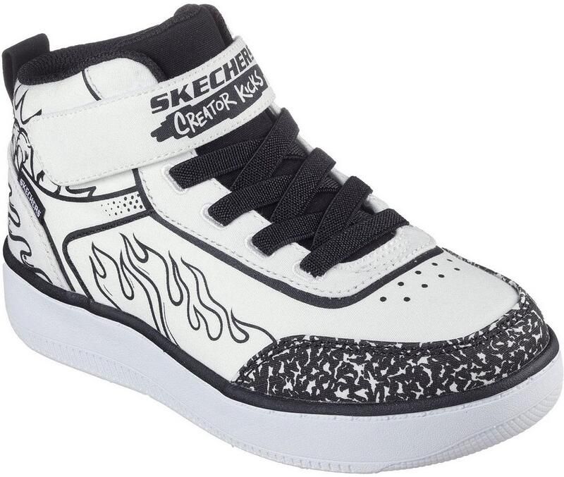 Skechers Platte sneakers met grafische print voor kinderen (Wit Zwart)