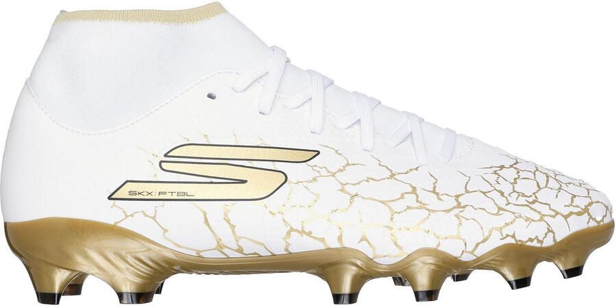 Skechers SKX 1.5 voetbalschoenen voor heren voor harde ondergrond (Wit Zwart Goud)
