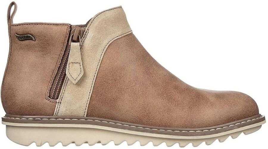 Skechers Suède enkellaarsjes voor dames met steun voor de voetboog (Paddestoel)