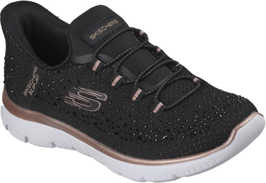 Skechers Summits Brilliant Shine Dames Zwarte Maat Roze Gouden Details Sneakers