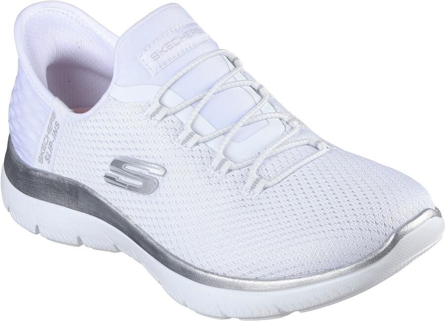 Skechers Summits Diamond Dream Textiel Dames Witte Zilveren Sneakers