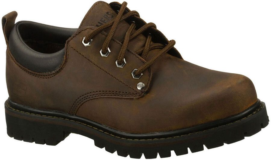 Skechers Tom Cats Leren Heren Donkerbruine Veterschoenen