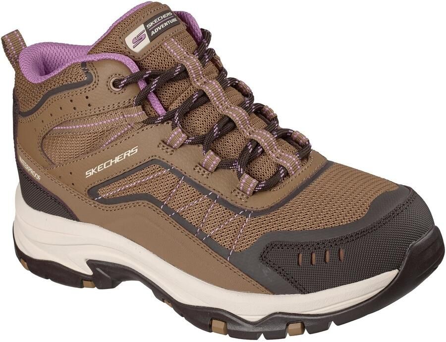 Skechers Trego Ashaway Lederen Dames Wandelschoenen Tan Bruin