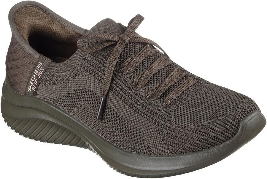 Skechers Ultra Flex 3.0 Pure Color Sneakers Voor Dames In Olijfgroen Textiel