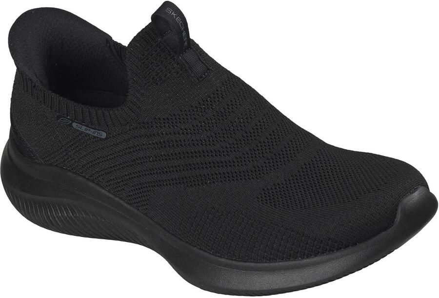 Skechers Ultra Flex 4.0 Pure Dream Textiel Dames Zwarte Gebreide S Randen Sneakers