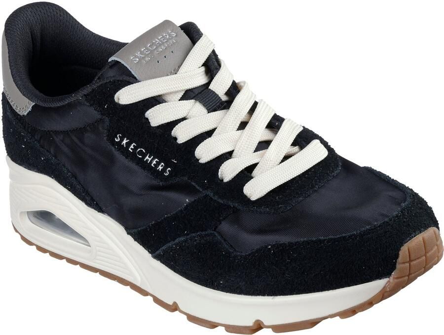 Skechers Uno Vintage Dayz Leren Zwarte Sneakers Voor Dames