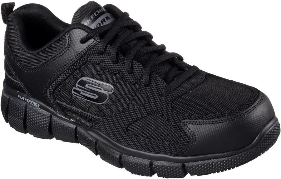 Skechers Workwear Telphin Sanphet Leren Heren Zwarte Veiligheidssneakers