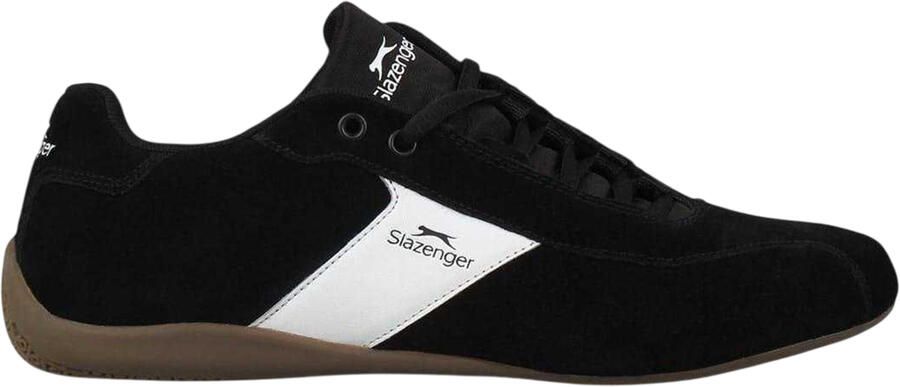 Slazenger Heren Coast Diagonaal Gestreepte Leren Vlakke Schoenen (Zwart Wit)