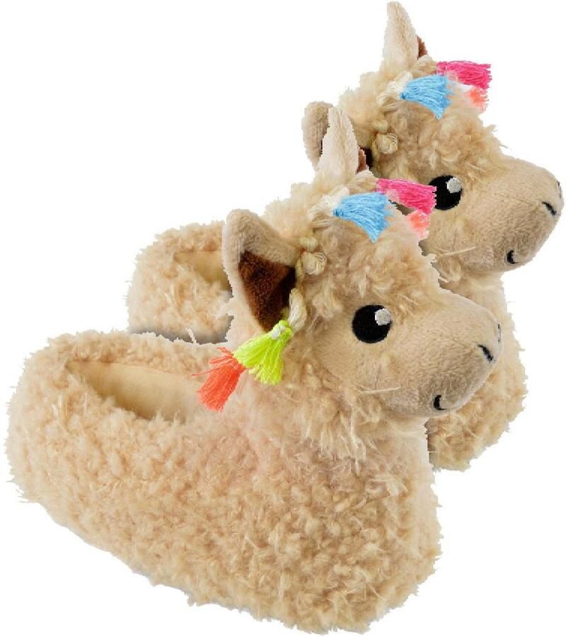 Sock Snob Kids Zachte Pluche 3D Llama Hoofd Sloffen