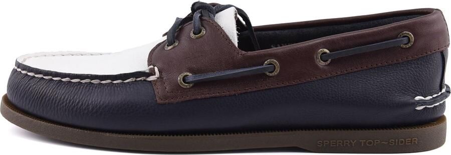 Sperry Authentiek Origineel 2 Oog Leer Heren Marineblauw Wit Bruine Boten Schoenen