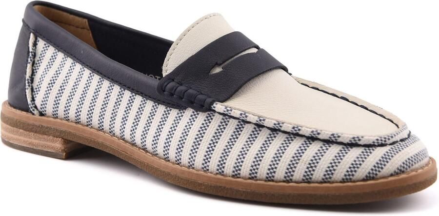 Sperry Port Driving Textiel Dames Witte Marineblauwe Standaard Loafers