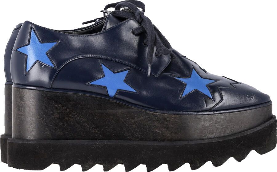 Stella McCartney Pre-owned Stella McCartney Elyse platform derby schoenen in marineblauw leer