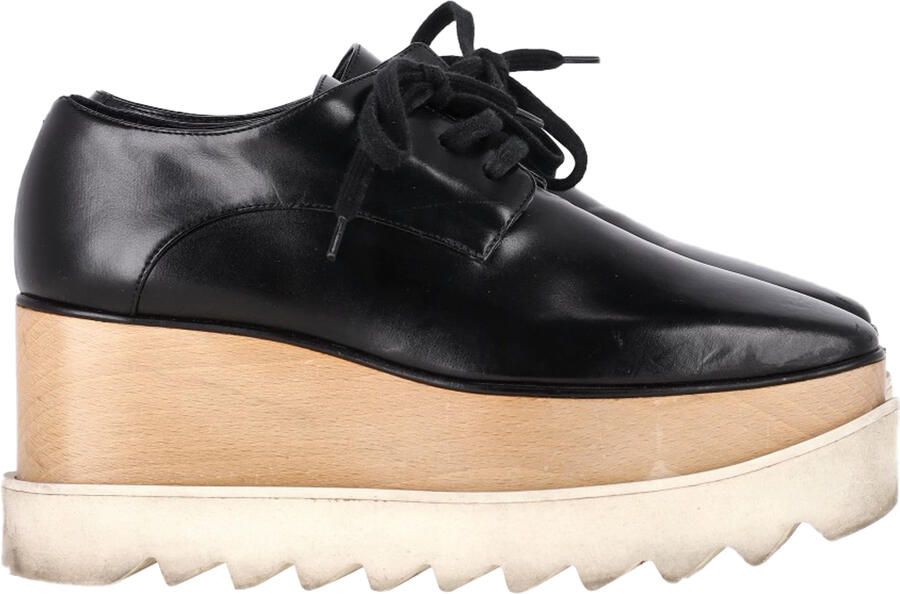 Stella McCartney Pre-owned Stella McCartney Elyse Platform Derby Sneakers in Zwart Synthetisch Leer