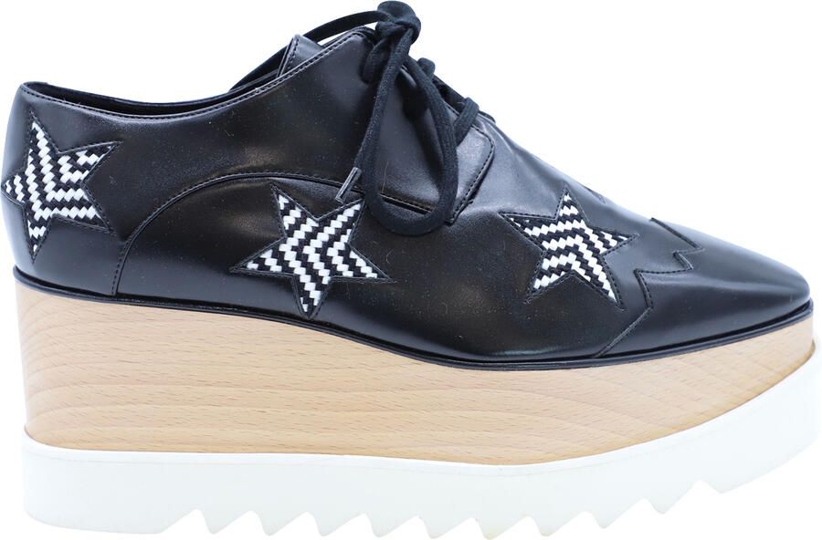Stella McCartney Pre-owned Stella McCartney Elyse Star Platform Veterschoen in Zwart Leer