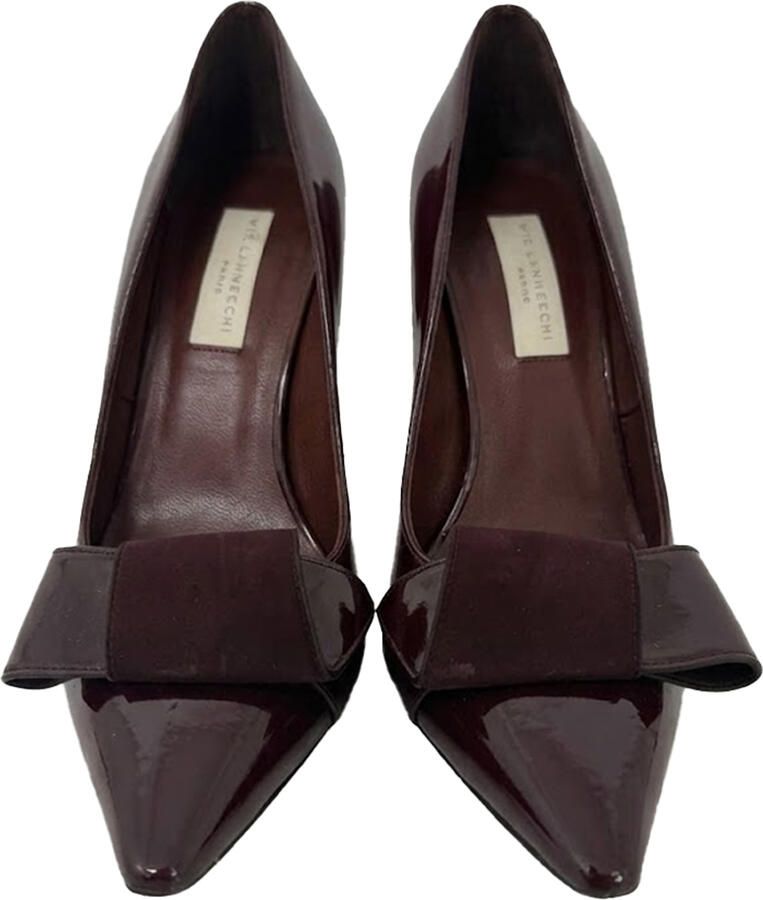 Stella McCartney Pre-owned Stella McCartney Gepunte Teen Stiletto in Bordeaux Patentaal Leder