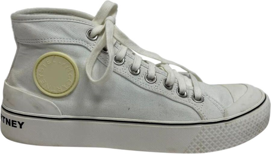 Stella McCartney Pre-owned Stella McCartney hoge sneakers met logo-accent in wit canvas