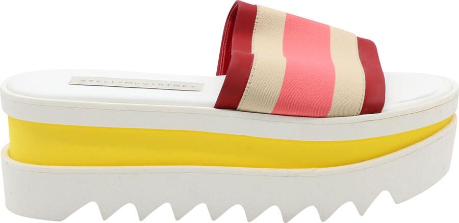 Stella McCartney Pre-owned Stella McCartney Kleurblok Platform Slippers in Witte Faux Leer