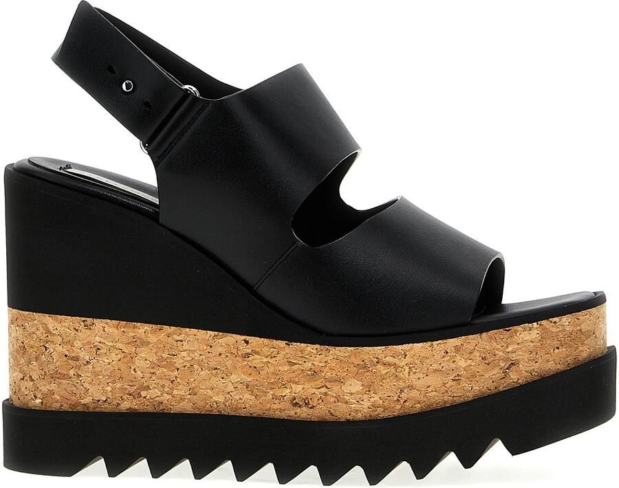 Stella Mccartney Zwarte Polyester Wedge Sandalen