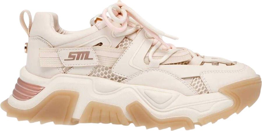 Steve Madden Kingdome lage sneakers voor dames (Crème Rose Goud)