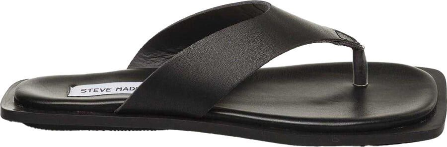 Steve Madden Lederen casual teenslippers met vierkante neus voor dames (Zwart)