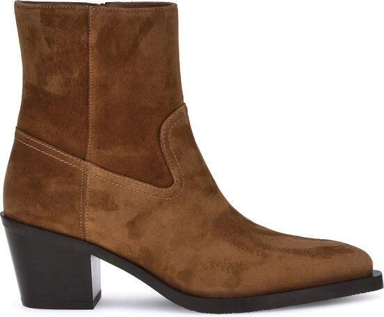 Stuart Weitzman Bruine Kalfsleren Bos Taurus Enkellaarsjes