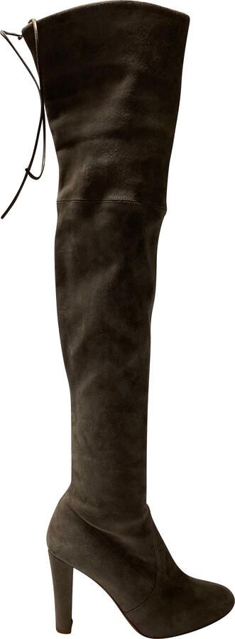 Stuart Weitzman Pre-owned Stuart Weitzman Highland Over The Knee Laarzen in Grijs Suède