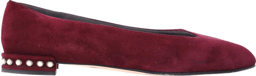Stuart Weitzman Pre-owned Stuart Weitzman Peer-Opgemaakt Ballerina's in Rode Suède