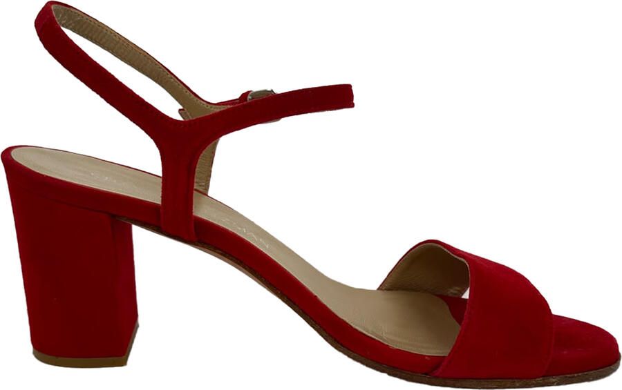 Stuart Weitzman Pre-owned Stuart Weitzman sandalen met enkelbandje en hak in rood suède