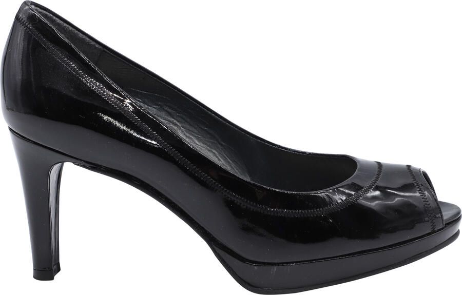 Stuart Weitzman Pre-owned Stuart Weitzman x Russel Bromley Peep-Toe Pumps in Zwart Glanzend Leer