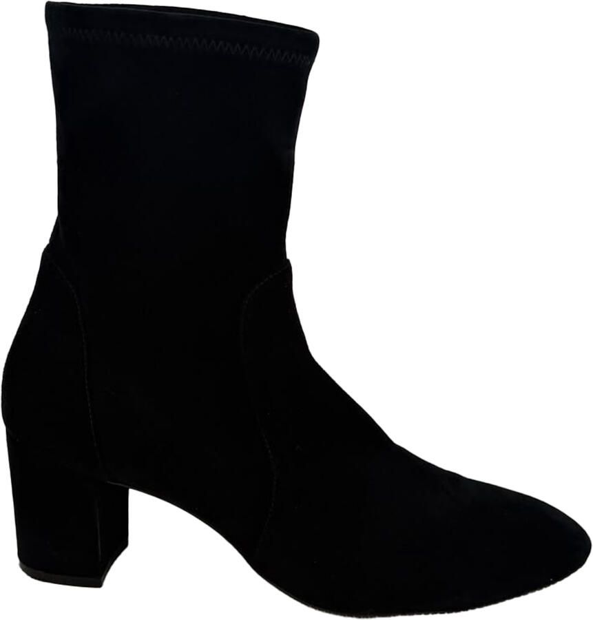 Stuart Weitzman Pre-owned Stuart Weitzman Yuliana enkellaarsjes met hak in zwart suède