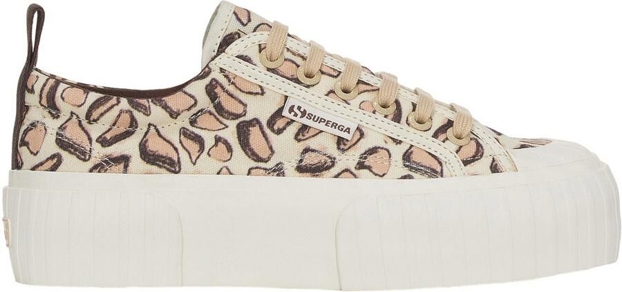 Superga Dames 2631 Giraffe Print Platform Trainers (Beige Natuurlijk)