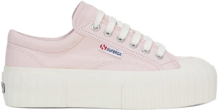Superga Dames 2631 Stripe Platform Trainers (Roze Avorio)