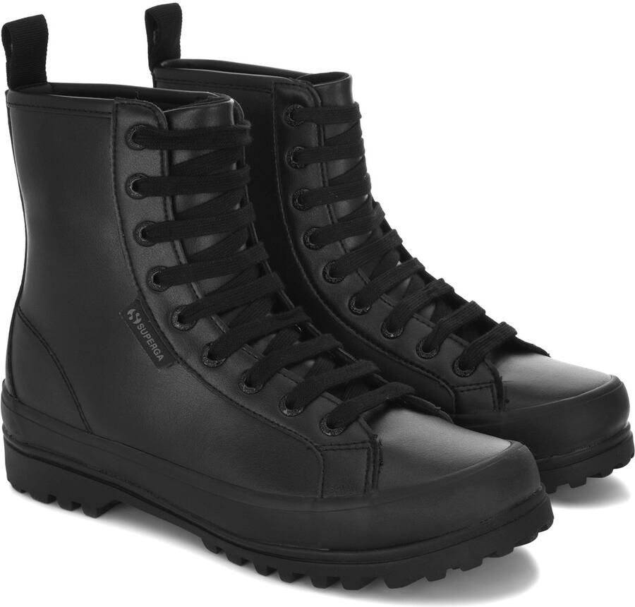 Superga Dames 2643 Alpina enkellaarsjes van imitatieleer (Totaal Zwart)
