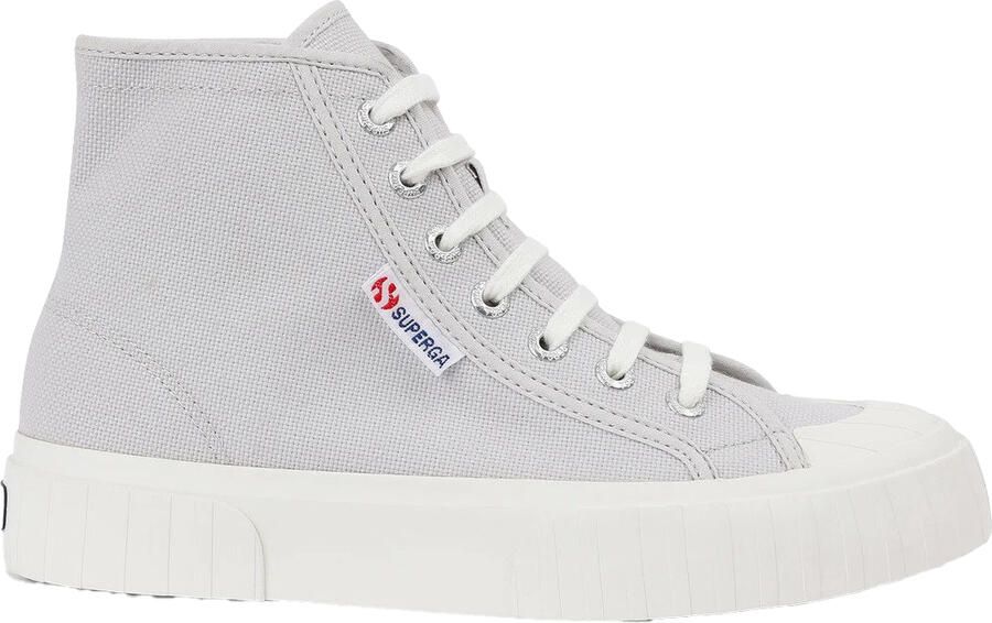 Superga Dames 2696 Stripe Hoge Tops (Grijs Zilver Avorio)