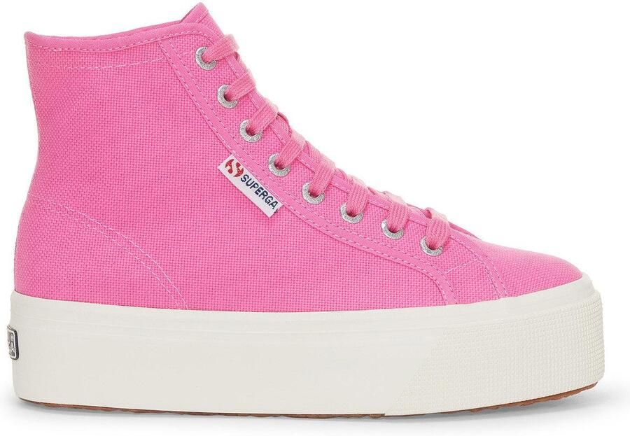 Superga Dames 2708 Hoge Tops met kant (Fuchsia Roze Avorio)