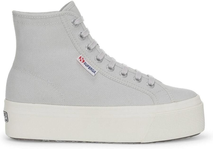 Superga Dames 2708 Hoge Tops met kant (Grijs Zilver Avorio)