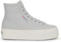 Superga Dames 2708 Hoge Tops met kant (Grijs Zilver Avorio) - Grijs