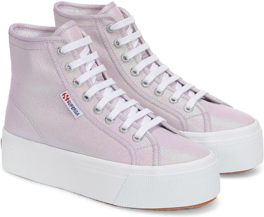Superga Dames 2708 Lamé Hoge Tops (Pastel Lilla iriserend)