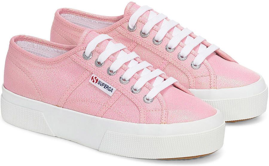 Superga Dames 2740 Lame Platform Trainers (Roze Begonia Iridescent)