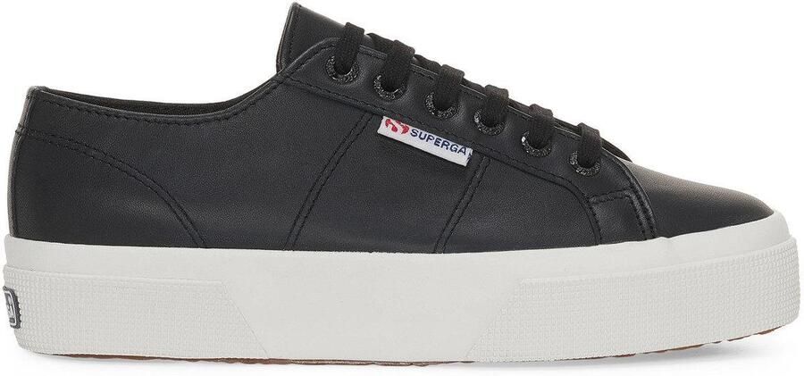 Superga Dames 2740 Nappa Leren Platform Trainers (Zwart Avorio)
