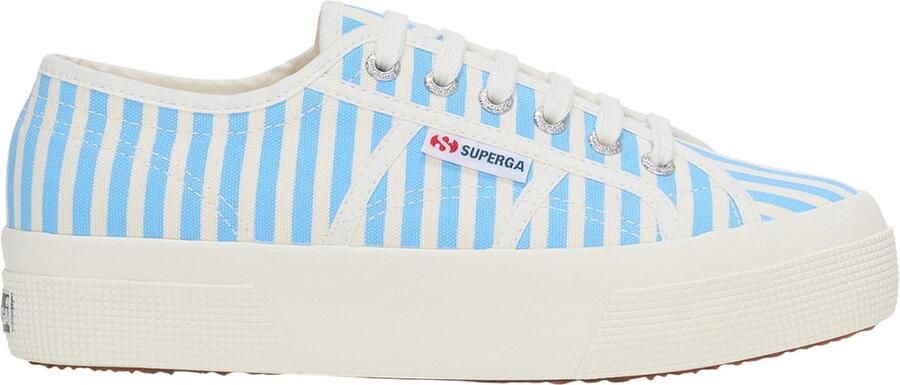 Superga Dames 2740 Print Stripes Trainers (Off White Zure zomerse hemel)
