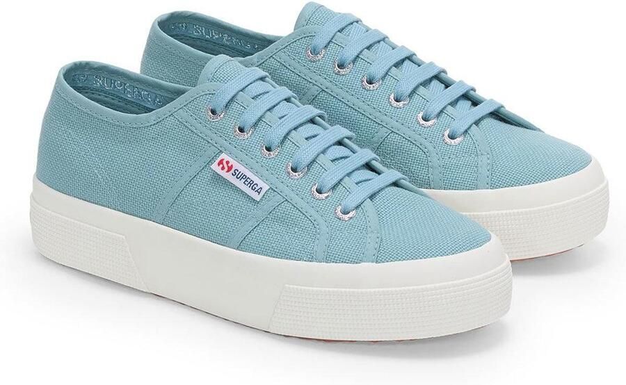 Superga Dames 2740 Veterschoenen (Blue Stone Avorio)