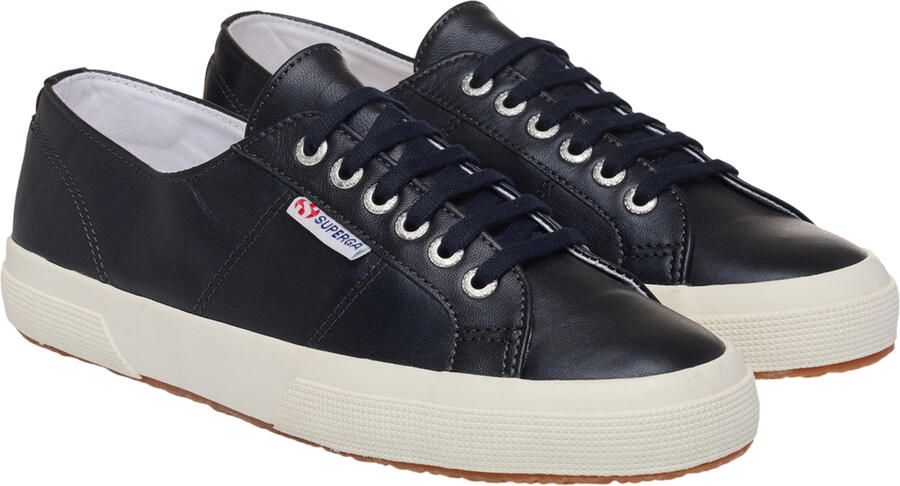 Superga Dames 2750 Metallic Leren Trainers (Metallic Zwart Off Wit)