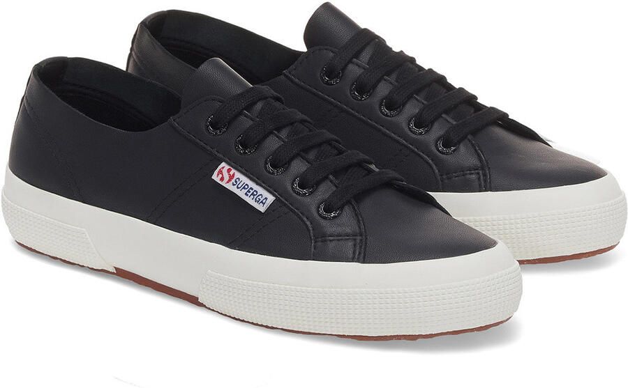 Superga Dames 2750 Nappaleer Trainers (Zwart Avorio)