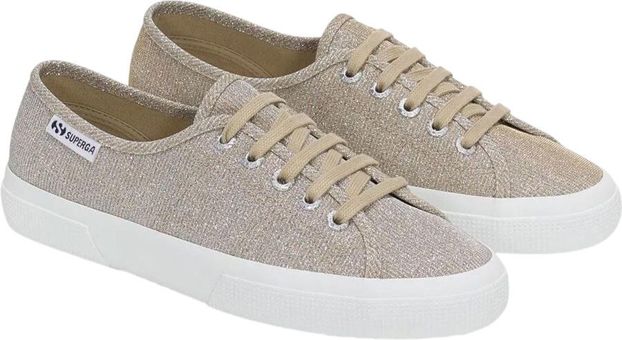 Superga Dames 3750 Lame Leggera Jersey Trainers (Platina)