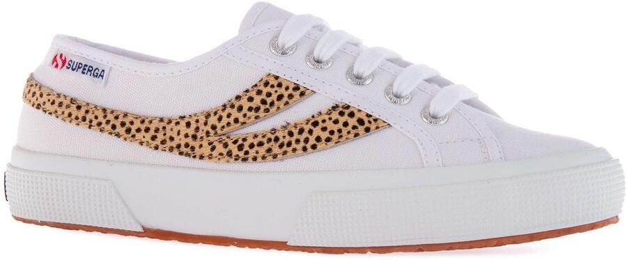 Superga Dames Cheetah print rundleren sportschoenen (Wit)