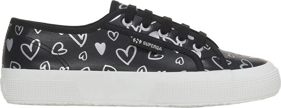 Superga Dames Hearts Vegan Leren Trainers (Zwart Zilver)