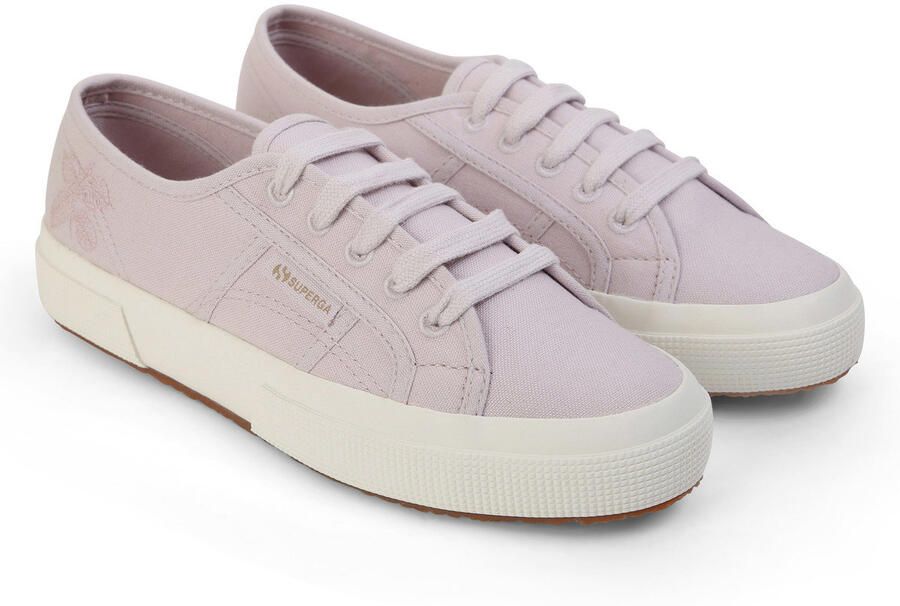 Superga Dames Leaves Natural Dyed Geborduurde Trainers (Roze Magenta Bladeren)