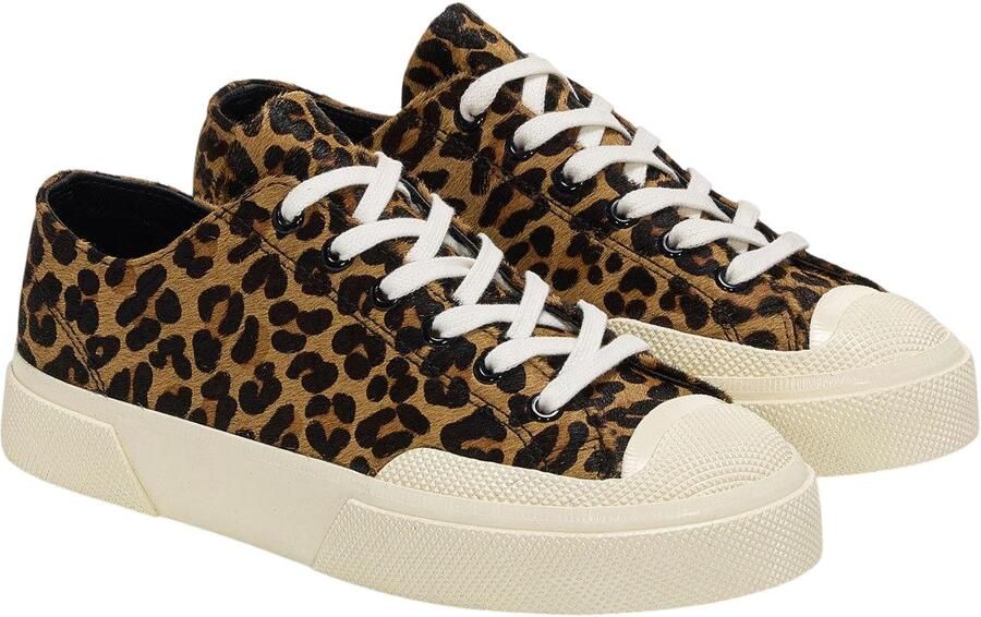 Superga Unisex 2432 Works Luipaardprint Kalfsleren Trainers voor volwassenen (Bruin uitwendig wit)